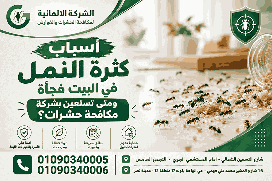 3 اسباب لكثرة النمل في البيت فجأة: ومتى تحتاج إلى تدخل متخصص؟ 01090340005  01090340006  